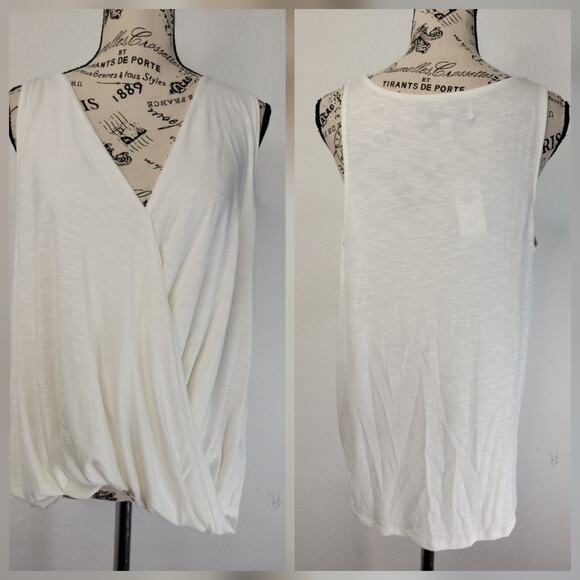 Abercrombie And Fitch Cami Tank Top Womens SZ Medium Faux Wrap Slinky Ivory NEW - Picture 1 of 10